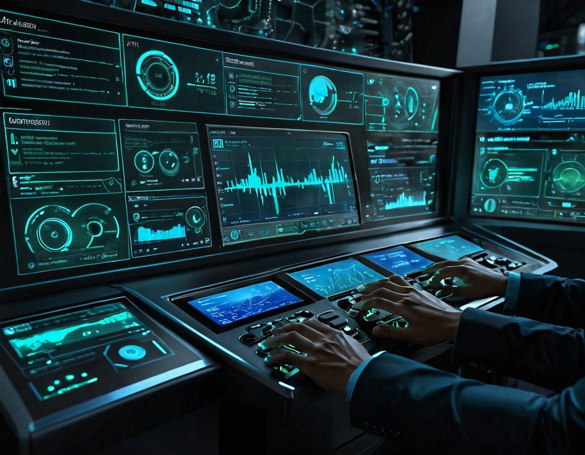 A sleek, modern dashboard displaying advanced sliding technology, featuring transparent screens showcasing dynamic graphs and sliders. The environment is futuristic, with glowing circuits and gears in the background, illustrating innovation and complexity. Include a person engaged with the system, showcasing a blend of human interaction with technology. Color palette includes vibrant blues and greens to evoke a sense of energy and advancement. cyberpunk. super-realistic.